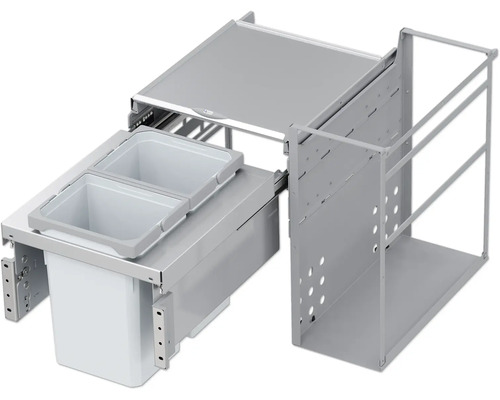 Abfallsammler Einbaumülleimer Halterung Wertstoffsammler Vauth-Sagel VS ENVI Space Water-Plus-20L 10 Liter silber grau Küchenschrankauszug mit Abfallbehältern und Ablage