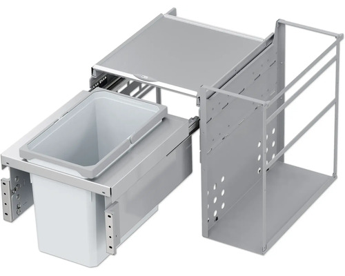 Abfallsammler Einbaumülleimer Halterung Wertstoffsammler Vauth-Sagel VS ENVI Space Water-Plus-22L 22 l silber grau Auszugsystem für Mülltrennung und Handtuchhalter