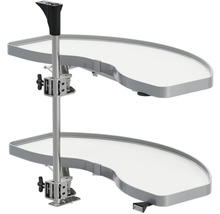 Schwenkbarer Eckschrankeinsatz mit zwei Ablagen zur Küchenorganisation