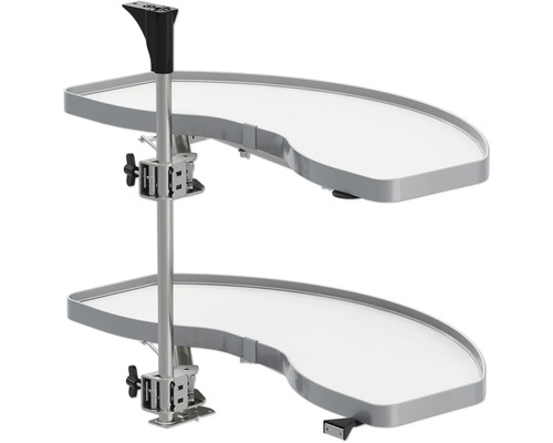 Schrankauszug Vauth-Sagel VS COR silber weiß 90011091 Schwenkbarer Eckschrankeinsatz mit zwei Ablagen zur Küchenorganisation