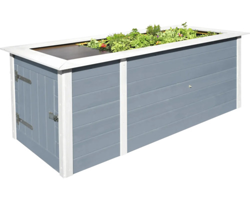 Hochbeet mit Schrank zur Aufbewahrung von Gartengeräten und Zubehör