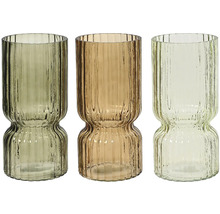 Drei gerippte Glasvasen