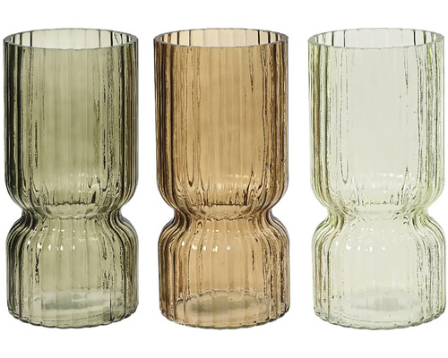 Drei gerippte Glasvasen