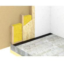 Darstellung einer Wandkonstruktion mit Dämmmaterial zwischen Holzständern