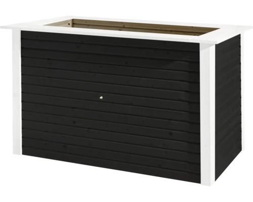 Schwarzer Pflanztisch aus Holz mit weißem Rahmen