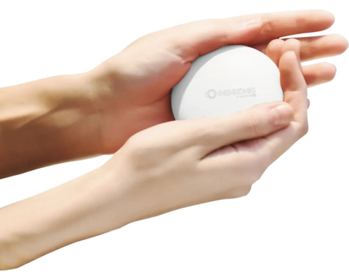 Eine Sonnenkönig Heizscheibe wird in Händen gehalten