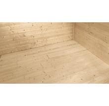 Innenraum mit Holzboden und Holzwänden