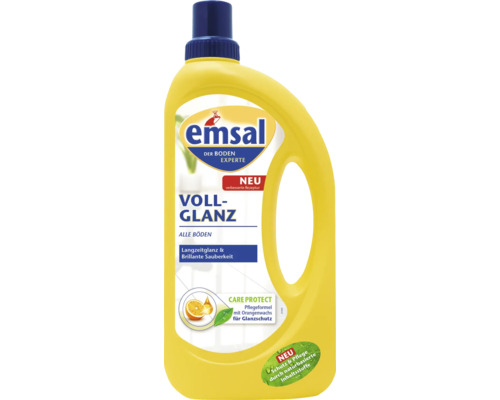 Bodenreiniger Emsal Voll-Glanz anwendungsfertig, für alle Böden, 1000 ml Emsal Vollglanz für alle Böden in gelber Flasche