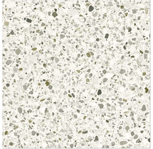 Nahaufnahme einer Terrazzo-Fliese mit kleinen, unregelmäßigen Steinchen