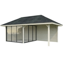 Gartenhaus mit Schiebetür und Dach aus Bitumen