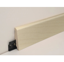 Holzfußleiste mit Montageclip zur Wandbefestigung