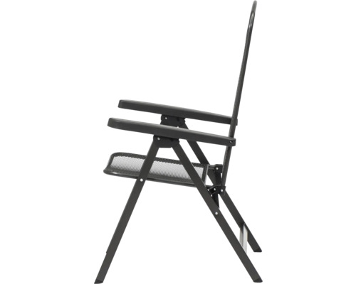 Klappstuhl mit Armlehnen und Netzablage