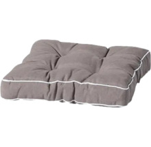 Graues Stuhlkissen mit weißer Paspel