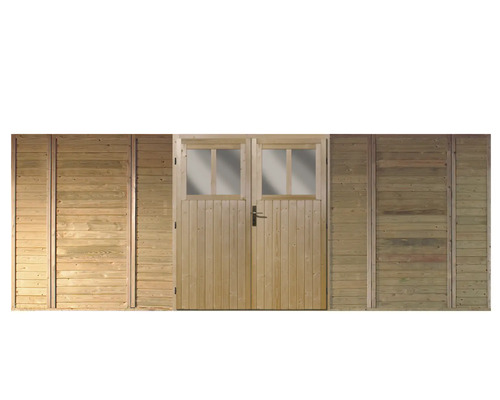 Front Karibu mit Doppeltür Doppelcarport, 540 x 200 cm, kesseldruckimprägniert Holzgartenhaus mit Doppeltür und Fenstern
