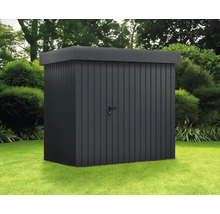 Geräteschuppen aus Metall im Garten