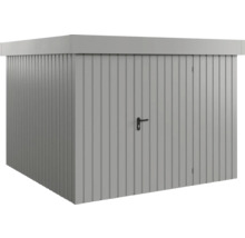 Grauer Metall Geräteschuppen mit Tür und Griff