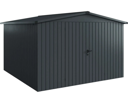 Gartenhaus Hörmann EcoStar Euroline Satteldach, Doppeltür 333 x 325 cm anthrazit Metall Gerätehaus mit Pultdach zur Aufbewahrung von Gartengeräten und Werkzeugen