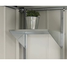 Metallregal mit Pflanze in einem Metallbehälter