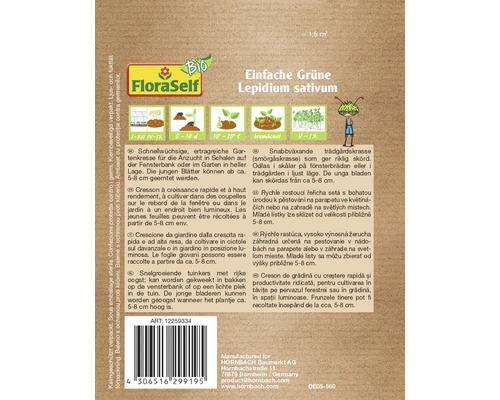 FloraSelf Logo, Einfache Grüne Gartenkresse Samenpackung