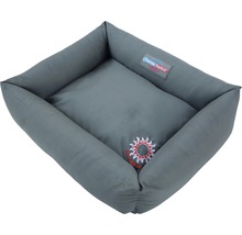 Graues Hundebett mit Thermoswitch Logo