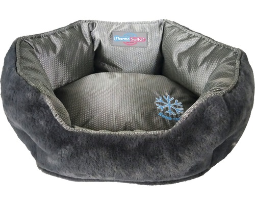 Graues Tierbett mit Thermo Switch Logo