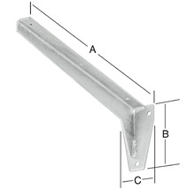 Regalwinkel aus Metall mit Maßangaben