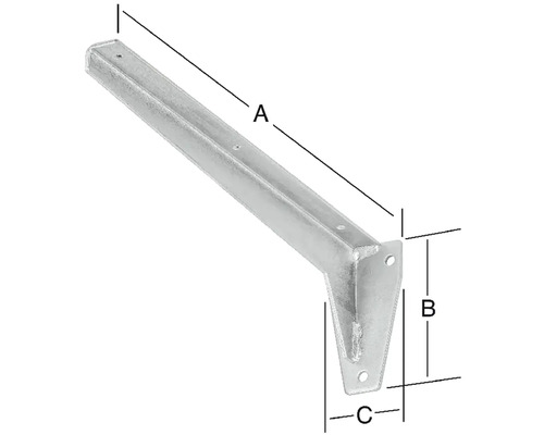 Regalwinkel aus Metall mit Maßangaben