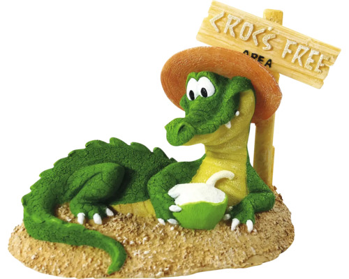 Dekofigur Krokodil mit Schild Cross Free Area für Aquarien