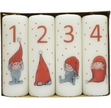 Adventskerzen Set mit Zahlen und Weihnachtsmotiven