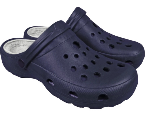 Paar dunkelblaue Clogs mit Futter