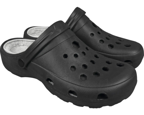 Paar schwarze Gartenschuhe mit Futter