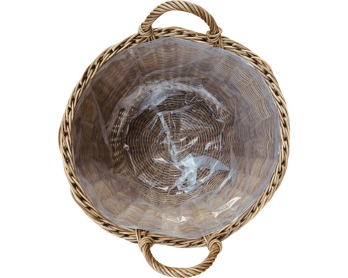 Geflochtener Pflanzkorb mit Folie und Griffen