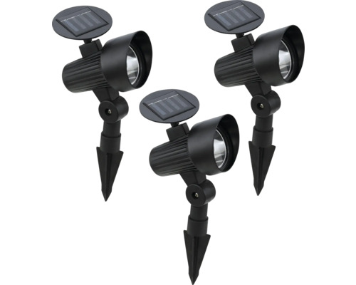 LED Solarleuchten Set 3 Stück schwarz 1-flammig warmweiß H 158 mm