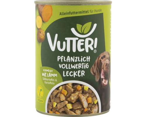 Hundefutter nass Vutter! Schmeckt wie Lamm 400 g 100% Vegan Vutteri Hundefutter in einer Dose mit pflanzlicher Rezeptur