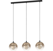 Pendelleuchte mit drei runden Glasschirmen