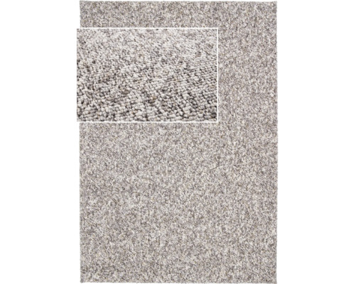 Teppich mit melierter Textur und Detailansicht der Oberfläche