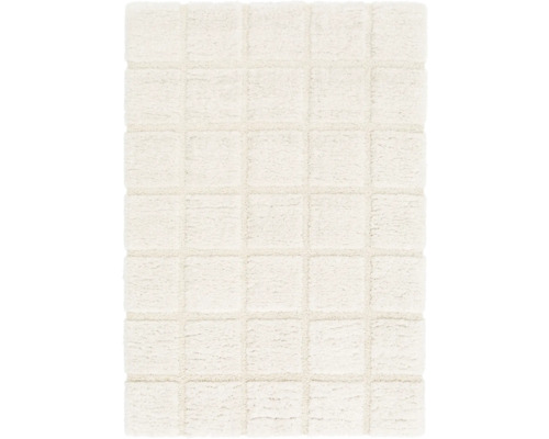 Hochflorteppich Relief creme 160x230 cm Teppich mit quadratischem Muster