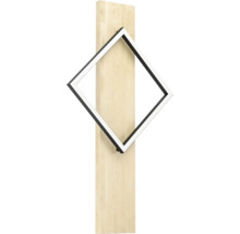 Dekorative Wandleuchte mit Holzsockel und quadratischem Lichtrahmen