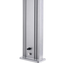 Silberfarbene Duschsäule aus Aluminium mit Anschlüssen