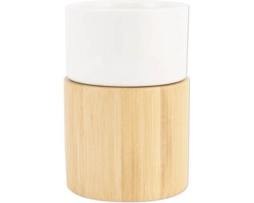 Blumentopf aus Keramik und Bambus