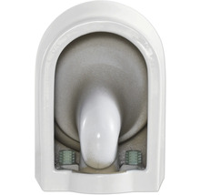 Innenansicht einer weißen Hänge-Toilette