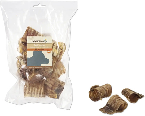 Beeztees Rinder Luftröhre in der Verpackung und lose