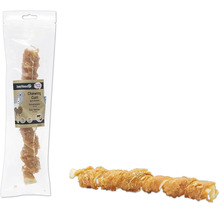 Beeztees Chewing Curl Hundesnack mit Huhn in Verpackung und einzeln