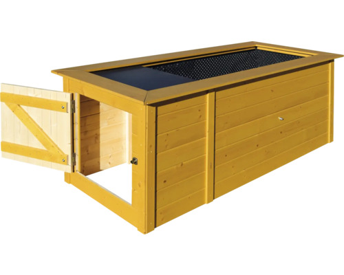 Holzkiste mit Deckel und Tür für den Außenbereich