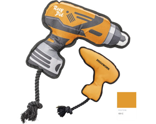 Spielzeugset für Hunde, bestehend aus Stoffbohrmaschine und Schraubenschlüssel mit Seil