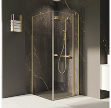 Eckdusche mit Handtuchhalter im Badezimmer