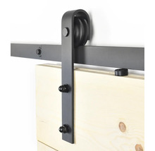 Schiebetürbeschlag aus Metall an Holztür