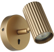 Goldfarbene Wandleuchte mit geriffeltem Lampenschirm
