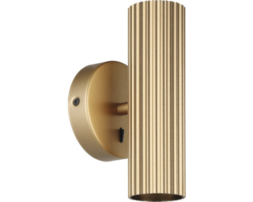 Goldene Wandleuchte mit geripptem Lampenschirm