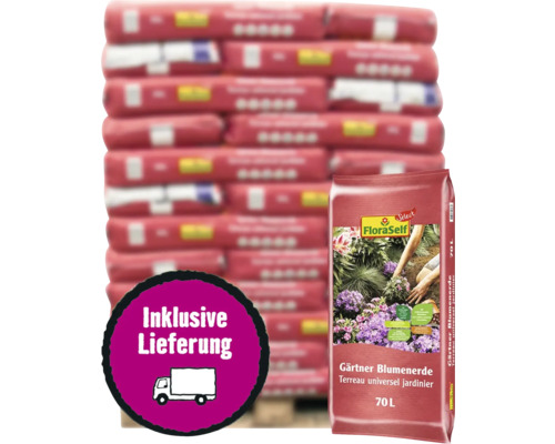 Gärtner-Blumenerde FloraSelf Select 36x70 L (= 2,52 m³) Palette inkl. Lieferung Gärtner-Blumenerde FloraSelf Select 36x70 L (= 2,52 m³) Palette inkl. Lieferung